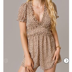 Leopard Print Ruffle Romper